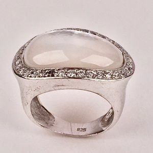 Sterling Ring with Mother of Pearls & Crystals